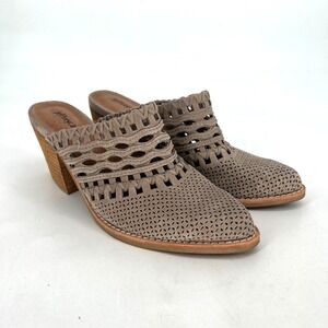 Jeffrey Campbell  Favela Woven Suede Mules Womens 6.5 Leather Gray Boho Western
